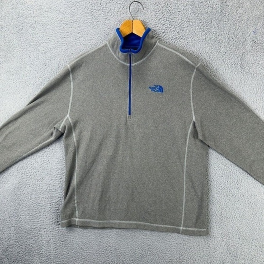 The‎ North Face Fleece Pullover Shirt Mens Large Grey Half Zip Long Sleeve Logo
